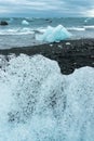 Icebergs and black sand on Jokulsarson Diamond beach Iceland Royalty Free Stock Photo