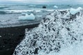 Icebergs and black sand on Jokulsarson Diamond beach Iceland Royalty Free Stock Photo