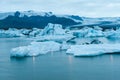 Icebergs with candles, Jokulsarlon ice lagoon before annual firework show, Iceland Royalty Free Stock Photo