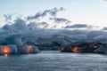 Icebergs with candles, Jokulsarlon ice lagoon before annual firework show, Iceland Royalty Free Stock Photo