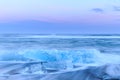 Icebergs at crystal black beach in Iceland