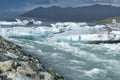 Icebergs floating in the cold water of the Jokulsarlon glacial lagoon. Vatnajokull National Park, in the southeast Royalty Free Stock Photo