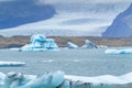 Icebergs floating in the cold water of the Jokulsarlon glacial lagoon. Vatnajokull National Park, in the southeast Royalty Free Stock Photo