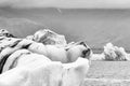 Icebergs floating in the cold water of the Jokulsarlon glacial lagoon. Vatnajokull National Park, in the southeast Royalty Free Stock Photo