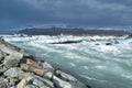 Icebergs floating in the cold water of the Jokulsarlon glacial lagoon. Vatnajokull National Park, in the southeast Royalty Free Stock Photo