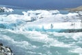 Icebergs floating in the cold water of the Jokulsarlon glacial lagoon. Vatnajokull National Park, in the southeast Royalty Free Stock Photo