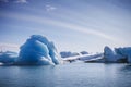 Icebergs floating in glacial lagoon. Iceland