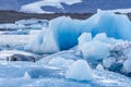 Icebergs floating in Jokulsarlon glacial lagoon Royalty Free Stock Photo