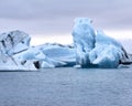 Icebergs floating at Jokulsarlon, Iceland