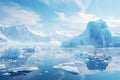 Icebergs floating in the ocean. Global warming concept. 3D rendering, Blue Ice covered mountains in south polar ocean. Winter Royalty Free Stock Photo