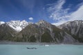 Icebergs floating in Tasman Lake in New Zealand Royalty Free Stock Photo