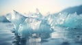 Icebergs floating in the water with a blue sky, AI Royalty Free Stock Photo