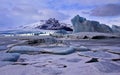 Icebergs frozen in proglacial lake, Fjallsjokull G