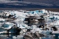 Icebergs in glacier lake of jokulsarlon in Iceland