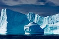 Icebergs in Greenland. Huge Iceberg buildings with tower.