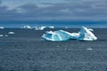 Icebergs in iceberg graveyard in Fjord, Greenland. Different icebergs broken from glaciers in Greenland. Royalty Free Stock Photo