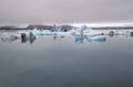 Icelandâs JÃ¶kulsÃ¡rlÃ³n glacial lagoon with icebergs