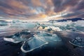 Icebergs in Jokulsarlon glacial lagoon