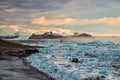 Icebergs in the Jokulsarlon lake at sunrise, Iceland Royalty Free Stock Photo