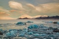 Icebergs in the Jokulsarlon lake at sunrise, Iceland Royalty Free Stock Photo