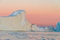 Icebergs in the midnight sun, Ilulissat, Greenland