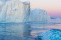 Icebergs in the midnight sun, Ilulissat, Greenland