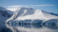 Icebergs reflecting in the calm Paradise Bay in Antarctica. Royalty Free Stock Photo