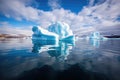 icebergs reflection disrupted by waves caused by strong ocean currents Royalty Free Stock Photo