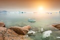 Icebergs on the shore of Atlantic ocean, western Greenland