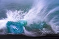 Icebergs stranded on the beach near Jokulsarlon, South-east Iceland Royalty Free Stock Photo