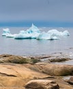 Icebergs stranded on the shores of the city of Iulissat, Greenland