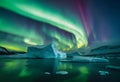 Icebergs under the northern lights v10 Royalty Free Stock Photo