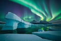 Icebergs under the northern lights v4 Royalty Free Stock Photo