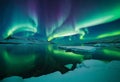 Icebergs under the northern lights v3 Royalty Free Stock Photo