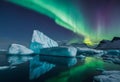 Icebergs under the northern lights v2 Royalty Free Stock Photo