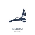 iceboat icon. Trendy flat vector iceboat icon on white background from Nautical collection