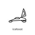 iceboat icon. Trendy modern flat linear vector iceboat icon on w