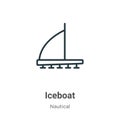 Iceboat outline vector icon. Thin line black iceboat icon, flat vector simple element illustration from editable nautical concept