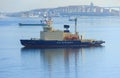 Icebreaker `Captain Khlebnikov` on the roads in the port of Vladivostok