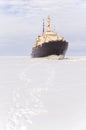 Icebreaker on the frozen sea Royalty Free Stock Photo