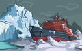 Icebreaker in the ice of the Arctic Ocean