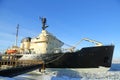 Icebreaker Sampo in the harbor of Kemi ready for unique cruise in frozen Baltic Sea