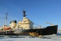 Icebreaker Sampo in the harbor of Kemi ready for unique cruise in frozen Baltic Sea