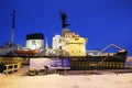 Icebreaker Sampo in the harbor of Kemi ready for unique cruise in frozen Baltic Sea