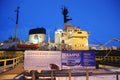 Icebreaker Sampo in the harbor of Kemi ready for unique cruise in frozen Baltic Sea Royalty Free Stock Photo