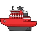 Icebreaker Ship Cartoon Colored Clipart