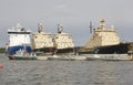 Icebreakers vessels on Helsinki harbor. Finland arctic maritime Royalty Free Stock Photo