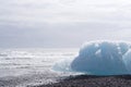 Iceburg on the black rock beach