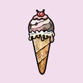 Ice Cream doodle sticker logo design template