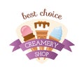 Icecream badge food logo vector illustration.